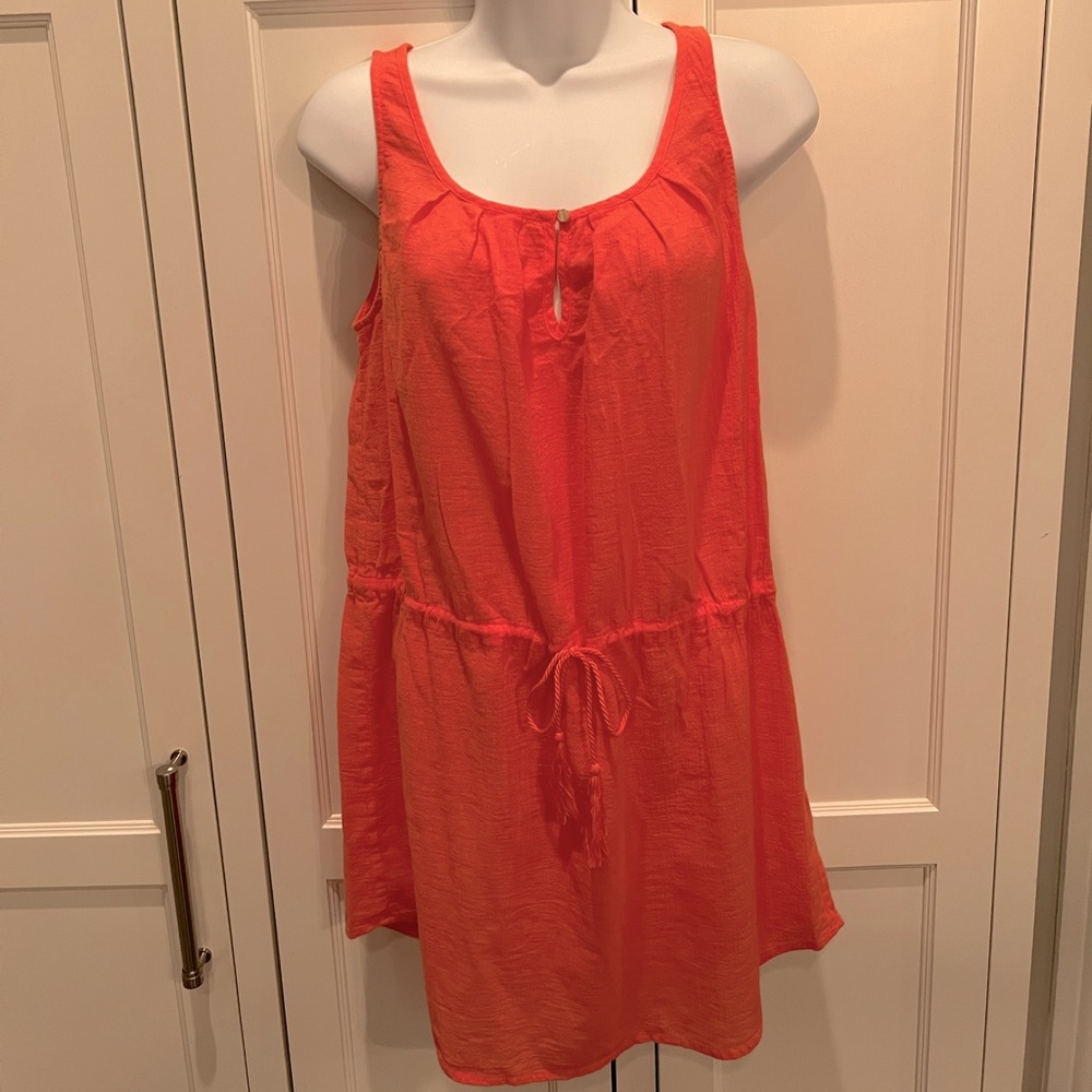 J. Crew Coral Tank Gauze Cover Up Dress Tassels Size XS